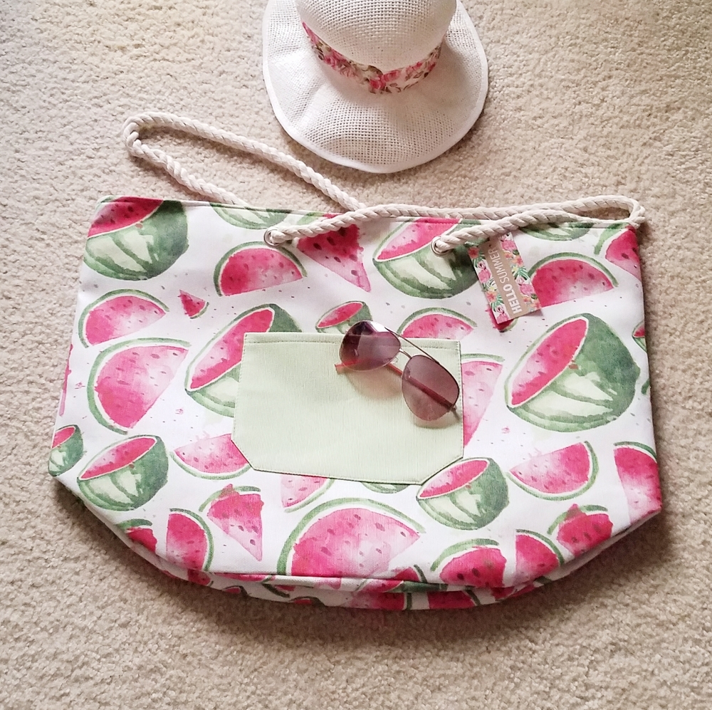 Beach Summer Tote Bag Watermelon Print